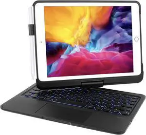 mobee Keyboard Case for iPad Pro 9.7 inch 6th Generation (2018) & 5th Gen(2017), 360° Rotatable iPad Air 2&Air 1 Case with Keyboard, Multi-Touch Trackpad, 7 Color Backlit (Black)
