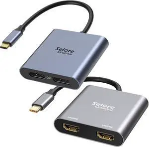 Selore&S-Global USB C to Dual HDMI Adapter + Dual Displayport Adapter