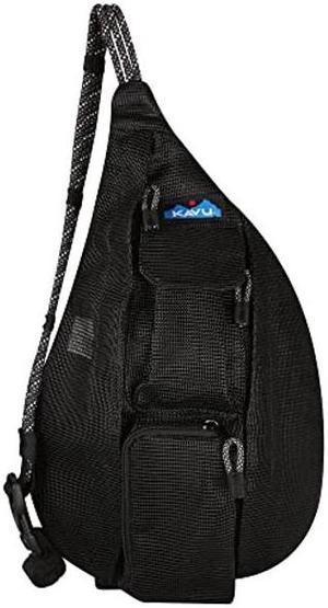 KAVU Mini Beach Rope Bag Mesh Crossbody Sling Backpack - Black