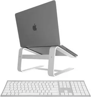 Macally Ultra Slim Wired Computer Keyboard and Ergonomic Laptop Stand, Create Both Efficiency and Comfort