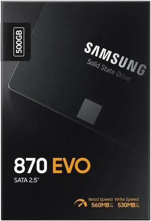SAMSUNG SSD 870 EVO, 500 GB, Form Factor 2.5", Intelligent Turbo Write, Magician 6 Software, Black