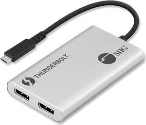 SIIG Thunderbolt 3 to Dual DisplayPort Adapter - Single 5K@60HZ - Dual 4K@60HZ - USB Type C to 2 DP 1.2 Ports for Mac & Windows - MacBook Pro/MacBook/Dell XPS/HP/Lenovo JU-TB0611-S1
