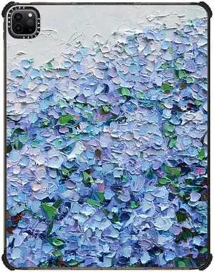 CASETiFY Impact Case for iPad Pro 12.9" (3rd/4th/5th/6th Gen) - Nantucket Blue Hydrangeas by Ann Marie Coolick - Clear Black