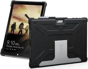 URBAN ARMOR GEAR UAG Designed for Microsoft Surface Pro 7 Plus, Pro 7, Pro 6, Pro 5th Gen (2017) (LTE), Pro 4 Feather-Light Rugged Black Aluminum Stand Military Drop Tested Case