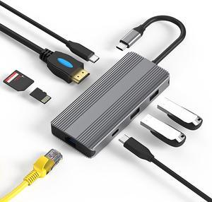 Docking Station for Laptop,Bytecc USB C Docking Station with Ethernet,8k 2xHDMI,USB,SD/TF,RJ45,Compatible with HP/Dell/Lenove/Macbook(8 in 1)