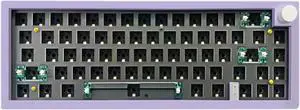 BOYI GMK67-65% Keyboard Kit,Hot-Swappable Bluetooth 5.0/2.4G/Type-C Tri-Mode Wireless RGB Mechanical Keyboard PCB Mounting Plate Kit EVA Sound Insulation Mat,Customized Keyboard Kit (Purple+Knob)