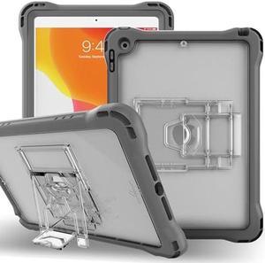 Brenthaven Edge 360 Case Fits iPad 9th | 8th | 7th Generation (10.2-inch) Protective Cover with Screen Protector and Adjustable Stand - Durable Slim Lightweight & Drop Tested Clear Back Shell - Gray
