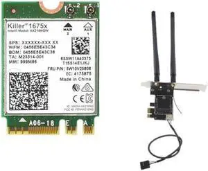 AX1675x Killer Series Desktop Wi-Fi 6E Kit | 2.4 Gbps | Bluetooth 5.3 Support | PCIe x4 | Tri Band 2.4/5/6 GHz No vPro AX210.NGWG.NVX (AX1675x)