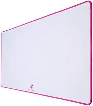 ANUBISGX (68 Color/Size Options Gaming Mouse Pad (XL: 36x18), White Pad with Pink Stitching. Best Premium Waterproof Non RGB Computer Gaming XL Desk Pad Mat, Large Non-Slip Gamer Mousepad