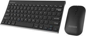 Arteck Bluetooth Keyboard and Mouse Combo Ultra Compact Slim Stainless Full Size Keyboard and Ergonomic Mice for ComputerDesktopPCLaptopSurface and Windows 1087 Built in Rechargeable Battery