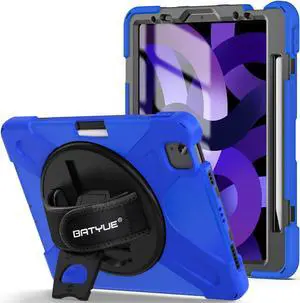 BATYUE iPad Air 5th/4th Generation Case 10.9 inch (2022/2020), iPad Pro 11" 4th/3rd/2nd/1st Gen Case (2022/2021/2020/2018), with Pencil Holder+Kickstand+Shoulder Strap, Blue