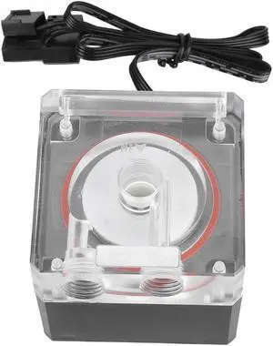 Mute Water Pump,PC Water Cooling Integrated Water Pump Support PWM Intelligent Control Speed,Universal G1/4 Threaded Pipe Connection,D Port + 4 Pin Interface