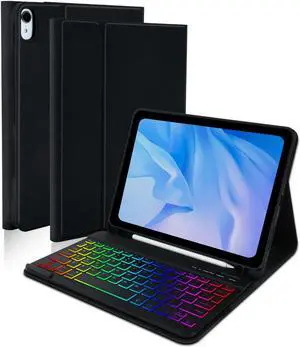 COO Keyboard Case for iPad Air 5th Generation (2022)/ iPad Air 4th Generation (2020)/ iPad Pro 11 (2018), 7 Color Backlit Detachable Wireless Keyboard, Built-in Pencil Holder