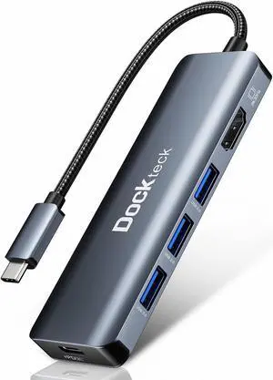 8K HDMI USB C HUB, 5-in-1 USB-C Multiport Adapter, Dockteck USB Dock Dongle with 8K 30Hz/4K 120Hz/4K 60Hz HDMI, 100W PD, 3 x USB 3.0 for Steam Deck, MacBook Pro/Air M1, iPad Pro/Air, Surface Pro 7/8/X