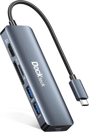 USB C Hub Multiport Adapter - Dockteck 6 in 1 USB C Dock with 100W PD, 4K 60Hz HDMI, USB 3.0, SD/TF Card Reader, USBC Hub for MacBook Pro Air Microsoft Surface Pro