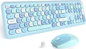 MOFII Wireless Keyboard and Mouse Combo Silent, Slim Compact 2.4G USB Full Size, Cute 110 Keys Keyboard for PC, Notebook, MacBook, Tablet, Laptop, Windows System