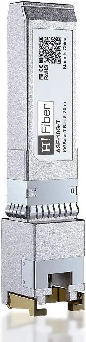 H!Fiber 10Gb SFP+ to RJ45 Module, 10Gbase-T Ethernet SFP+ Copper Transceiver Support 10G/5G/2.5G/1.25G, for Netgear AXM765, MikroTik, Ubiquiti, Unifi, QNAP, D-Link and More, Cat6a/Cat7,30m (98ft)