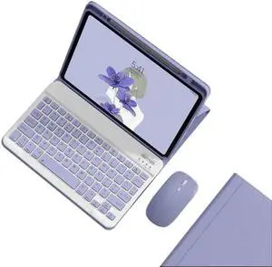 KMXDD Keyboard Case Mouse Compatible with iPad 9th 8th 7th Generation 10.2 inch iPad Air 3rd Gen iPad Pro 10.5 inch Keyboard Case Color Keys Removable Keyboard (Purple)