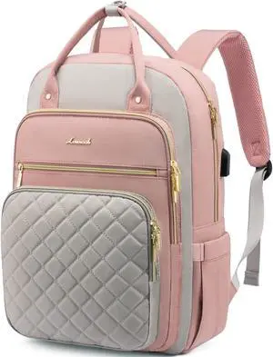 LOVEVOOK Laptop Backpack for Women, Water Resistant Travel Work Backpacks Purse Stylish College Business Teacher Nurse Computer Bag with USB Charging Port, Fits 15.6" Laptop