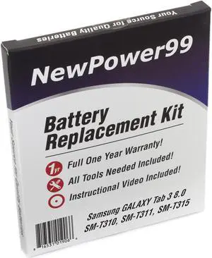 NP99sp NewPower99 Battery Kit for Samsung GALAXY Tab 3 8.0 SM-T310, SM-T311, SM-T315 with Tools, Video Instructions, Long Life Battery