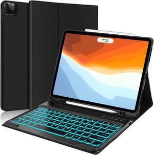 Keyboard Case for iPad Pro 12.9 inch 6th/5th/4th/3rd Gen & iPad Air 13 inch (M2) 2024, 7 Color Backlit & Magnetic Detachable Wireless Keyboard, Smart Flip Cover with Pencil Holder, Auto Sleep/Wake