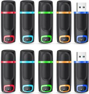 RAOYI 10 Pack 32GB Flash Drive, USB 3.0 High Speed Memory Stick Thumb Drive Jump Drive Zip Drive for Data Storage and Backup (Multicolor)