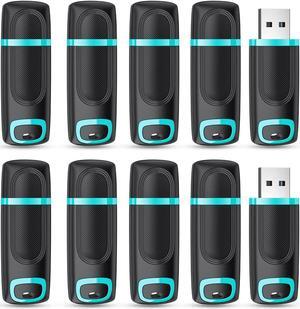 RAOYI 10 PCS 64GB USB 2.0 Flash Drive Thumb Drive Memory Stick Jump Drive Zip Drive for Data Storage and Backup (10 Pack, Cyan)