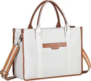 RAVUO Laptop Tote Bag for Women, Water Resistant 15.6 Inch Canvas Business Handbag Purse Carry On Shoulder Work Bag with Padded Laptop Compartment