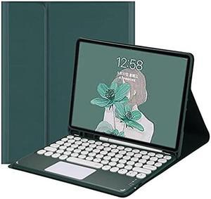 HENGHUI iPad Air 5th Gen 2022 / 4th Generation Keyboard Case with Touchpad Cute Round Key Color Keyboard Air 5 4 10.9 inch Detachable Touch Keyboard Slim Smart Cover with Pencil Holder (DarkGreen)
