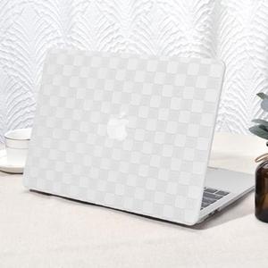 Seorsok Compatible with MacBook Air 13 Inch Case2022 2021 2020 2019 2018 Release A1932 A2179 M1 A2337 Touch IDElegant Leather Plastic Hard Shell Case Transparent Keyboard CoverWhite PVC Grid
