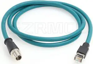 SZRMCC M12 8 Pin X-Coded Male to RJ45 Ethernet Cable Cat7e Gigabit Shielded Waterproof Network Cable for Basler GigE Cognex in-Sight Industrial Camera Vision Sensors (Blue,2M)