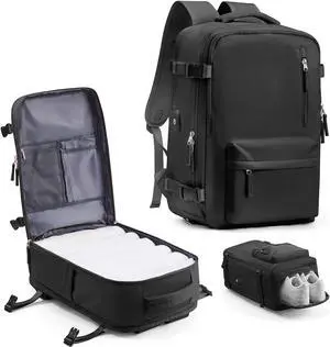 VECAVE Carry On Backpack for Women,Large Travel Backpack Flight Approved,Waterproof 15.6 Inch Laptop Backpack Business Work Backpacks Men Mochila De Viaje Black