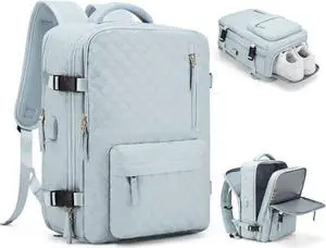 Travel Carry On Backpack for Women, Waterproof Laptop Backpack for Traveling on Airplane Hiking Gym Backpack with USB Charging Port Shoe Compartment,Light Blue Travel Carry On Backpack for Women, Waterproof Laptop Backpack for Traveling on Airplane Hiking Gym Backpack with USB Charging Port Shoe Compartment,Light Blue