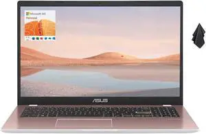 ASUS Vivobook Go 15 L510 Ultra Thin Laptop, 15.6" FHD Display, Intel Pentium 4-Core Processor, 4GB DDR4 RAM, 256GB PCIe SSD, USB-C, HDMI, Windows 11 Home S Mode + 1 Year Microsoft 365, Pink