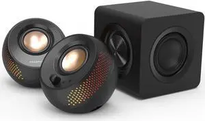 Creative Pebble X Plus 2.1 USB-C Computer Speakers with Subwoofer and Customizable RGB Lighting, Bluetooth 5.3, USB Audio, Up to 15W RMS Power for PC and Mac