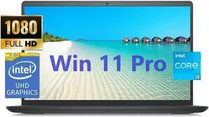 DELL Newest Inspiron 15 3520 Business Laptop 15.6" FHD (1920x1080p) Intel i3-1215U (6 Cores) up to 4.40GHz (Beats N4020),12G RAM, 256GB SSD,Windows 11 Pro, Webcam, Bluetooth, Carbon Black