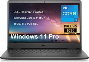 DELL 2023 Inspiron 15 Business Laptop, 15.6" 1920x1080 FHD Display, Intel Quad-Core i5-1135G7 2.4 GHz, 16GB DDR4, 1TB PCIe SSD, Windows 11 Pro,Webcam, SD Card Reader, WiFi,Bluetooth, Carbon Black