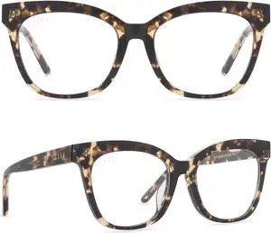 DIFF Winston | Designer Cat Eye Blue Light Blocking Glasses for Women | Anti Eye Strain UV Protection | Espresso Tortoise