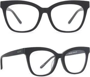 DIFF Winston Designer Cat Eye Blue Light Blocking Glasses Women, Matte Black