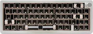 BOYI GMK67-65% Aluminum Alloy Keyboard Kit,Hot-Swappable BT5.0/2.4G/Type-C Tri-Mode Wireless CNC RGB Mechanical Keyboard Gasket Mounted Kit,Customized South-Facing LED Barebones Kit(Silver White+Knob)