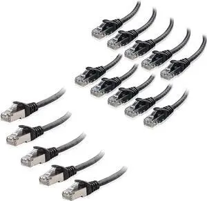 Cable Matters 10-Pack 10-Foot Snagless Cat6 Ethernet Cable (Cat6 Cable, Cat 6 Cable) in Black & 5-Pack Snagless Cat 6a, Cat6a (SSTP, SFTP) Shielded Ethernet Cable