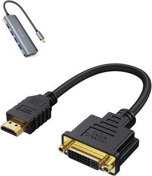 HDMI to DVI Short Cable 0.5ft Bundle with USB C Hub 4K 60Hz