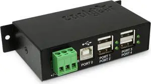 4-Port Industrial USB 2.0 Powered Variable Voltage Input
