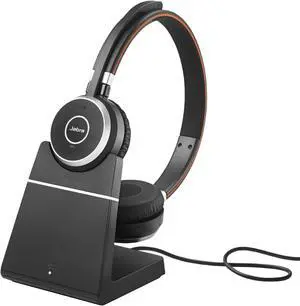 Jabra Evolve 65 SE Link380a UC Stereo Stand- Bluetooth Headset with Noise-Cancelling Microphone, Long-Lasting Battery and Dual Connectivity - works with all other platforms - Black
