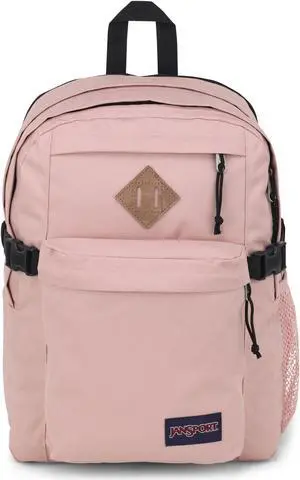 JanSport Main Campus Backpack - Travel or Work backpack w 15-Inch Laptop Sleeve and Dual Water Bottle Pockets, Misty Rose