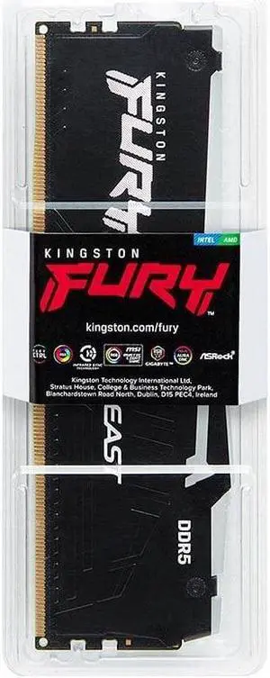 Kingston Technology Kingston Fury Beast RGB 16GB 5200MT/s DDR5 CL40 DIMM Desktop Memory Single Module | Intel XMP 3.0 | Infrared Sync Technology | Overclocking Stability | KF552C40BBA-16