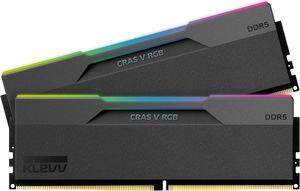KLEVV CRAS V RGB DDR5 64GB (2x32GB) 6400MHz CL32 1.35V Gaming Desktop Ram Memory SK Hynix Chip XMP 3.0 / AMD EXPO Ready - Black (KD5BGUA80-64A320G)