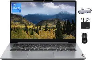 Lenovo Ideapad Laptop (2024) Business Student, 14" HD Screen, Intel Celeron N4020 Processor, 4GB RAM, 128GB (64GB eMMC+64GB Card), Wi-Fi 6, Webcam, Long Hour Battery, Win 11S+MarxsolAccessory