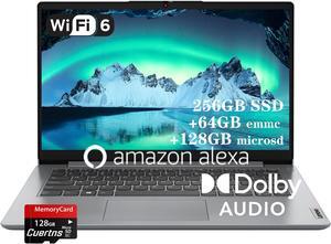Lenovo Newest IdeaPad 1 Laptop, 14" HD Display, Intel Celeron N4020, 4GB RAM, 256GB SSD + 128GB Micro sd + 64GB emmc, Wi-Fi 6, Bluetooth, Media Card Reader, Long Battery Life, USB-C, Win 11 S, Grey