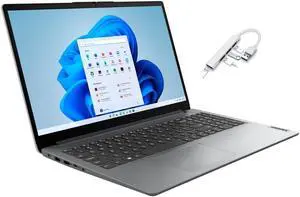 Lenovo Ideapad 1 15.6" HD Laptop | AMD Athlon Silver 7120U Processor | 4GB RAM DDR5| 128GB SSD | AMD Radeon Graphics | Windows 11 Home | Grey | Bundle with USB 3.0 Hub